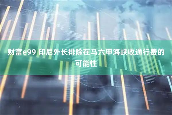 财富e99 印尼外长排除在马六甲海峡收通行费的可能性