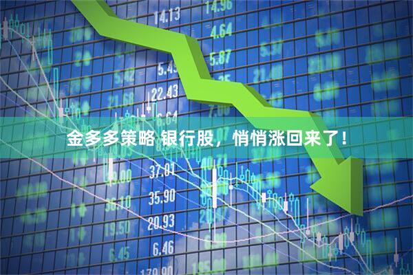 金多多策略 银行股，悄悄涨回来了！